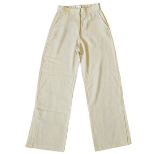 NWOT H&M women Wide Leg Pants with split hem Size US4 Yellow Cream